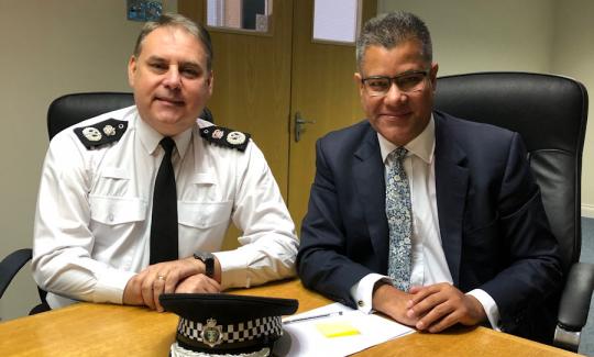 Chief Constable John Campbell and Alok Sharma MP.